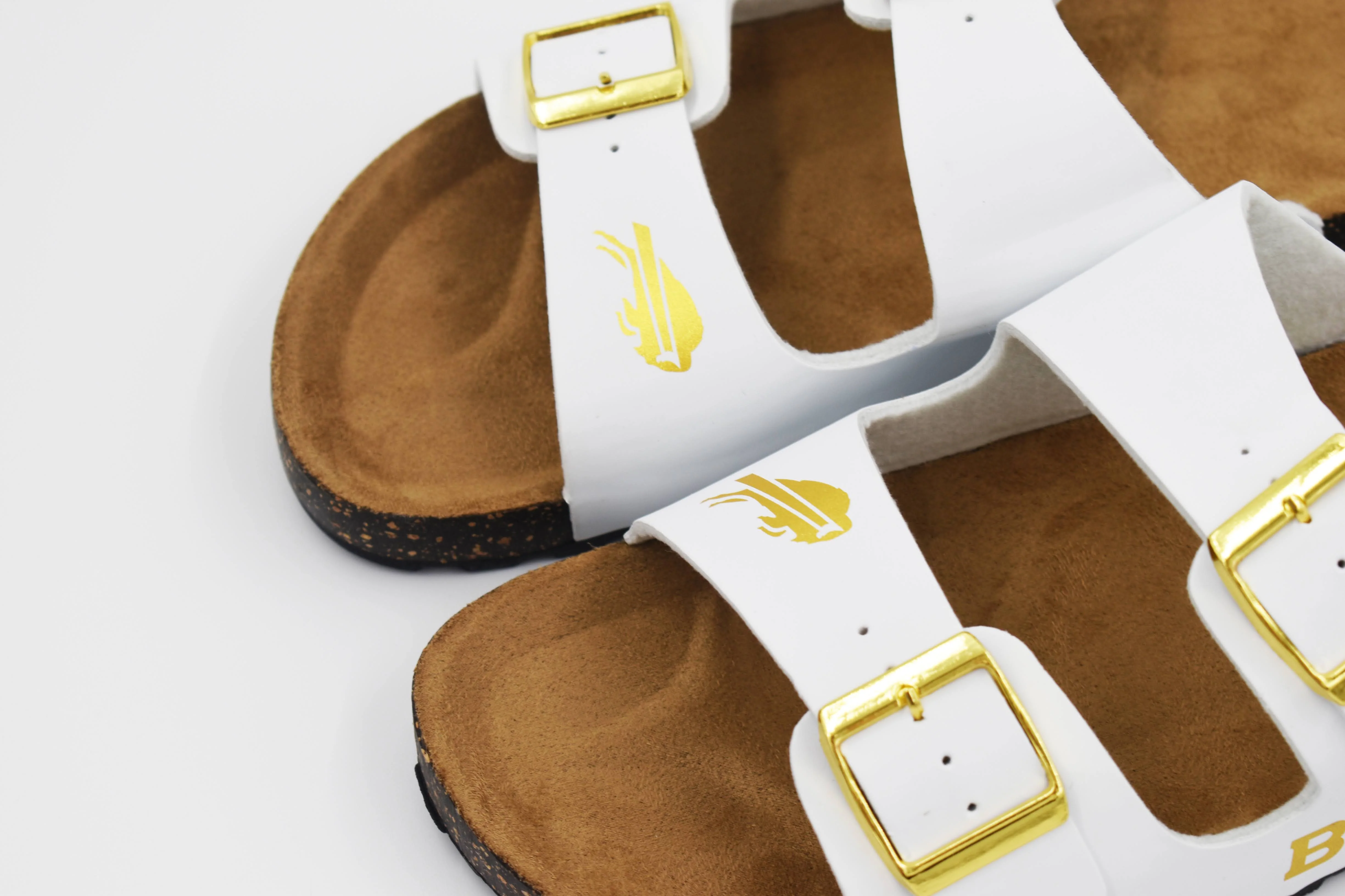 Women's Buffalo Bills White And Gold Double Buckle Sandal - Image 4