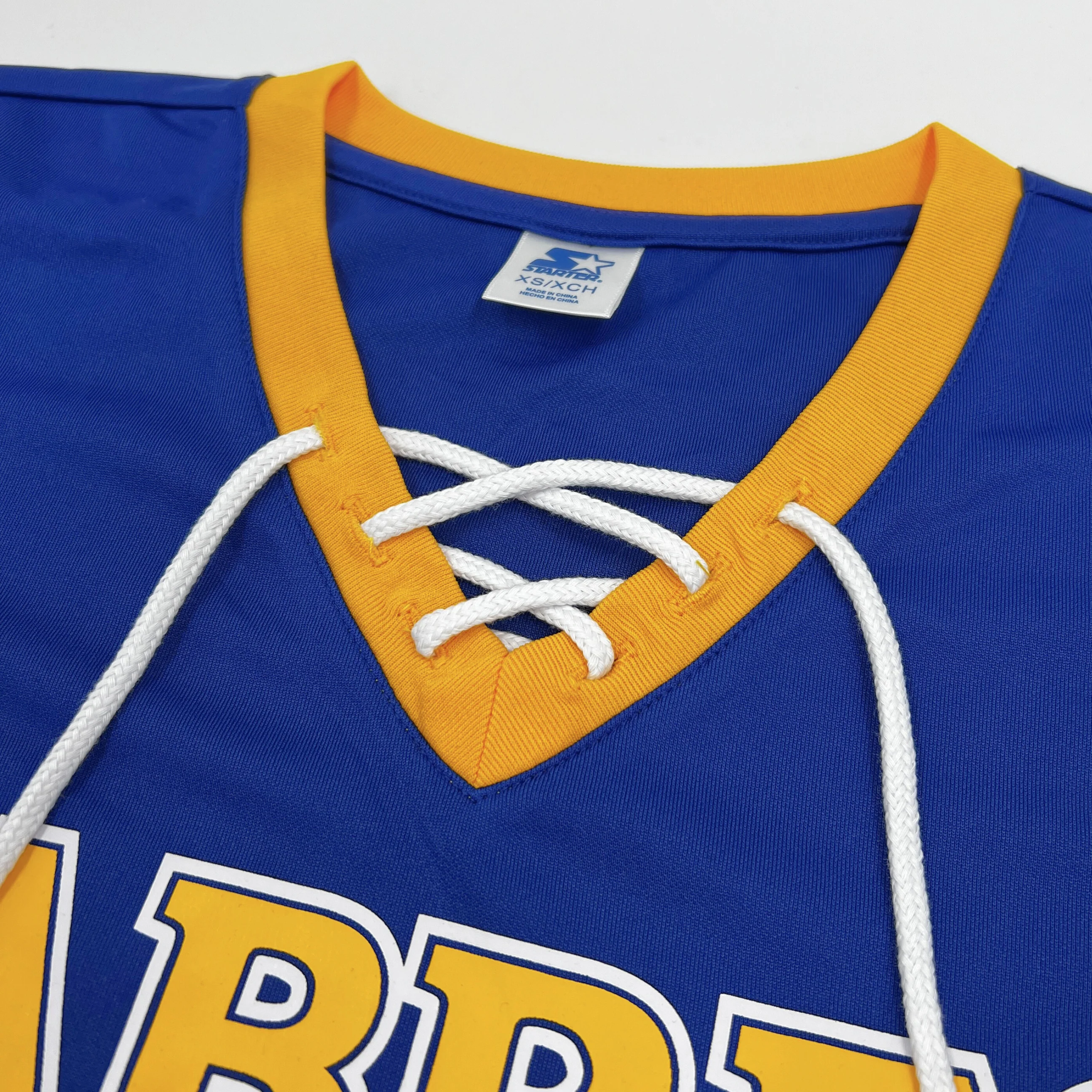 Women's Buffalo Sabres Royal Lace Up Starter Three Quarter Sleeve Shirt - Image 5