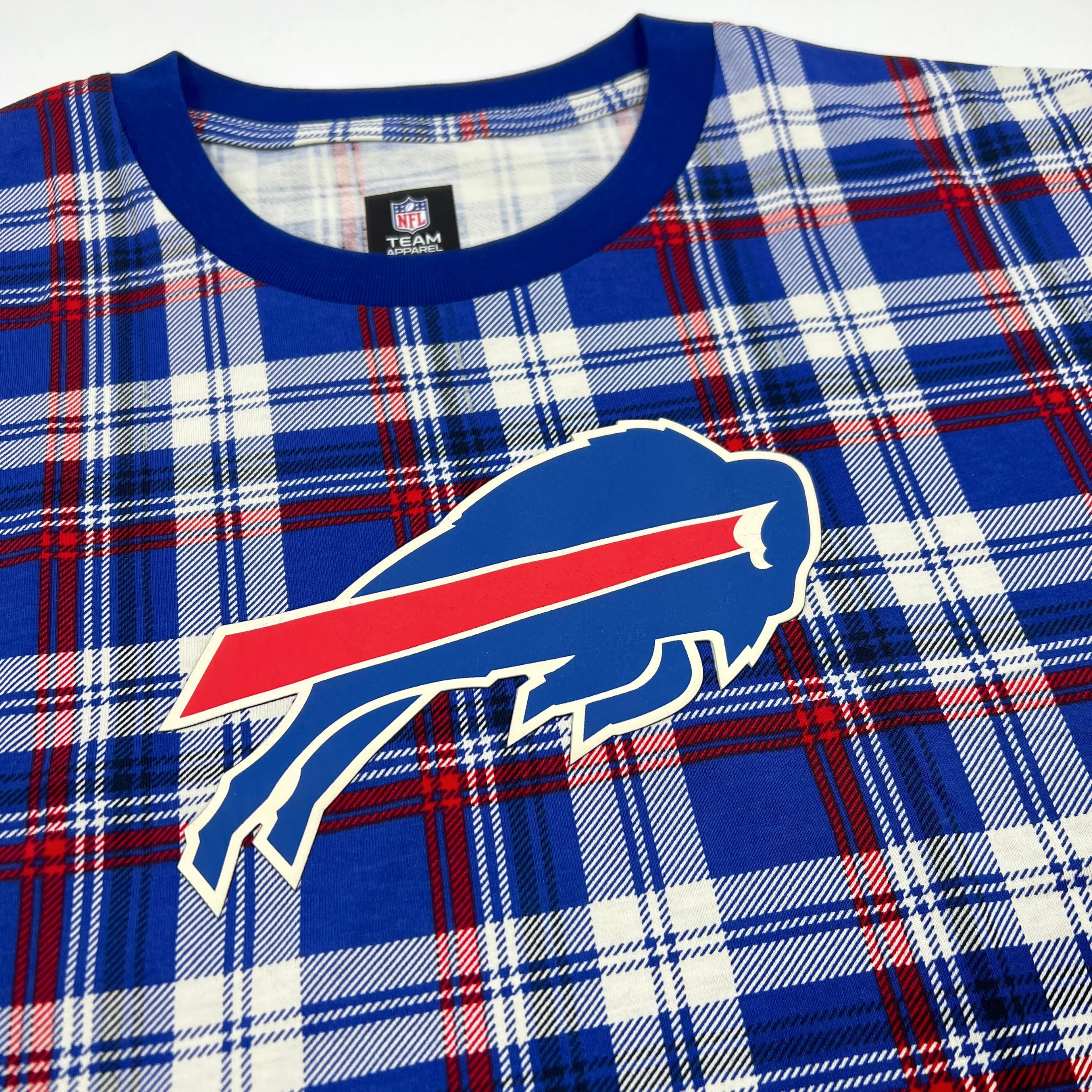 Women's New Era Bills 3rd Down Plaid Cropped T-Shirt - Image 3