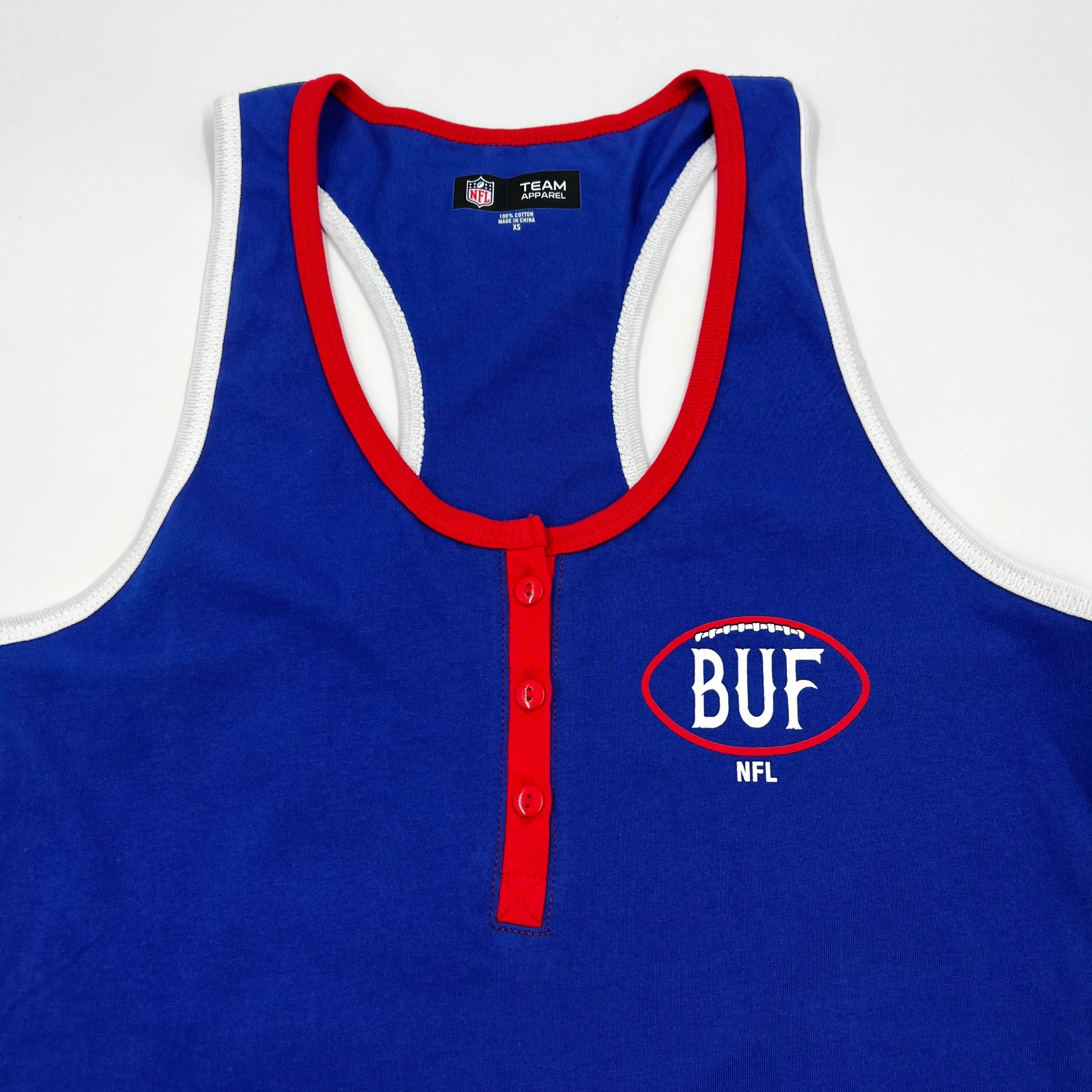 Women's New Era Bills Royal Blue Racerback With Buttons Tank Top - Image 3