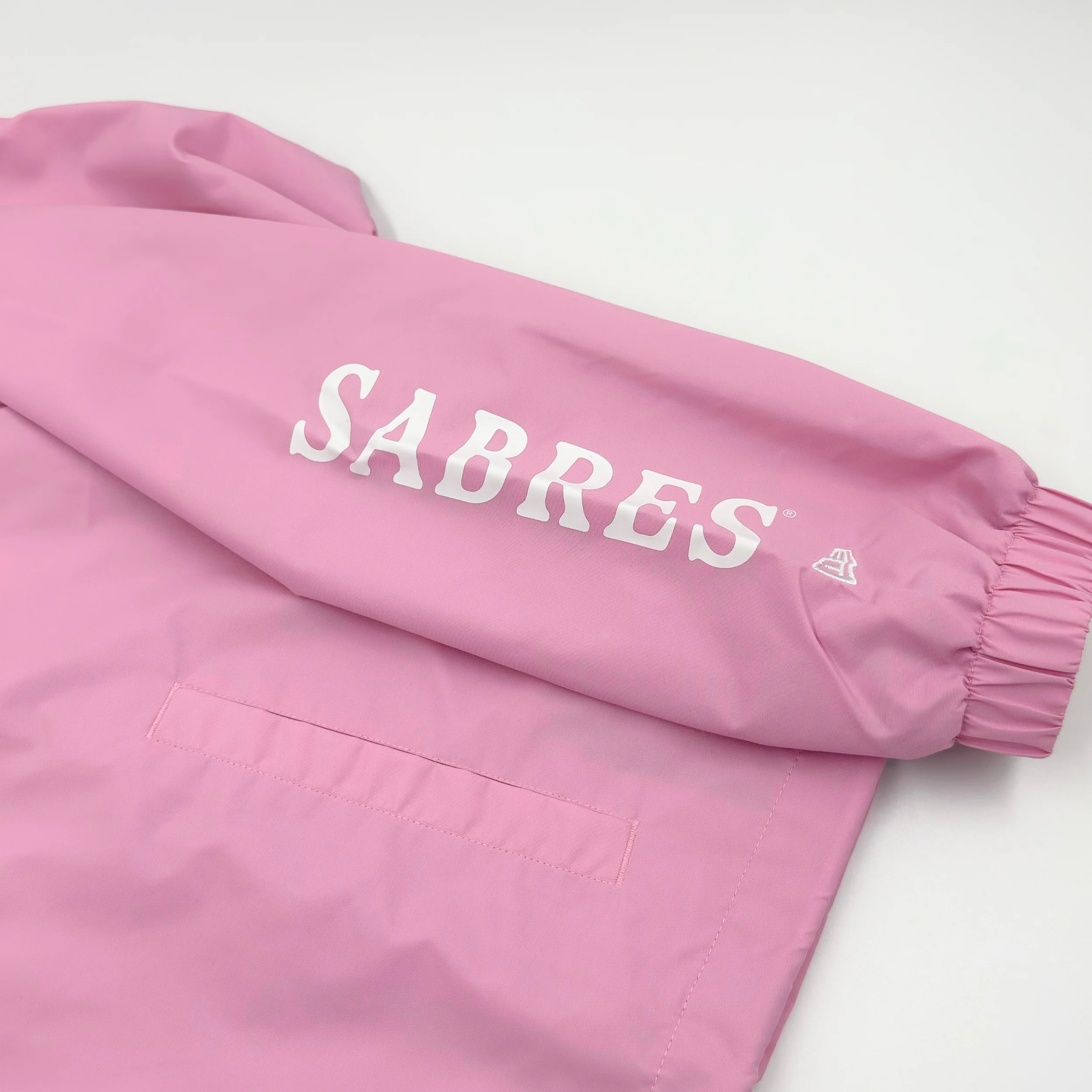 Women's New Era Sabres Pink Cropped Lightweight Button Jacket - Image 6
