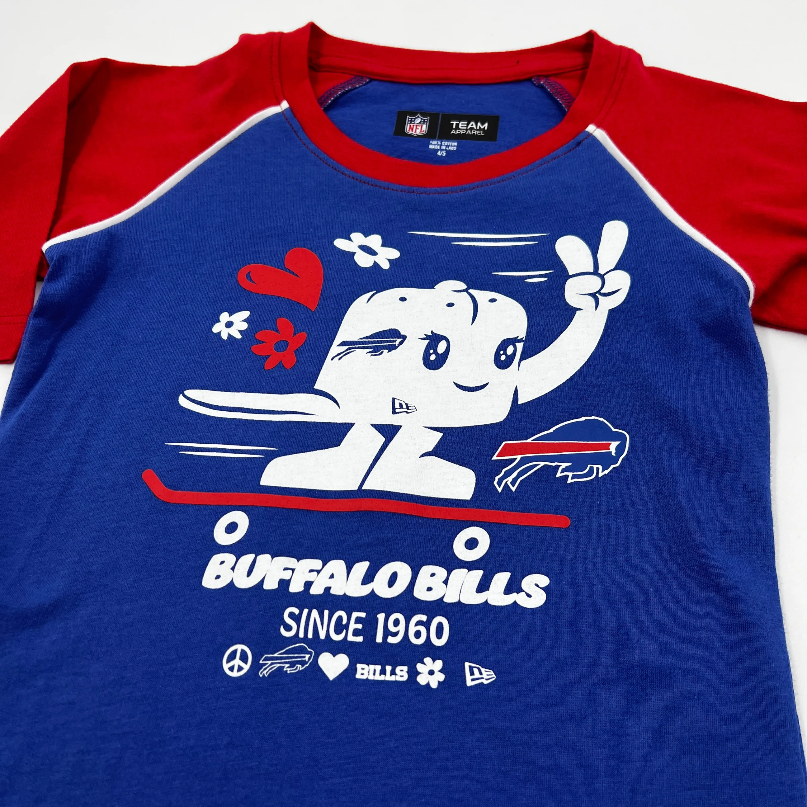 Youth Girls New Era Bills Smiling Cap on a Skateboard Short Sleeve Shirt - Image 3