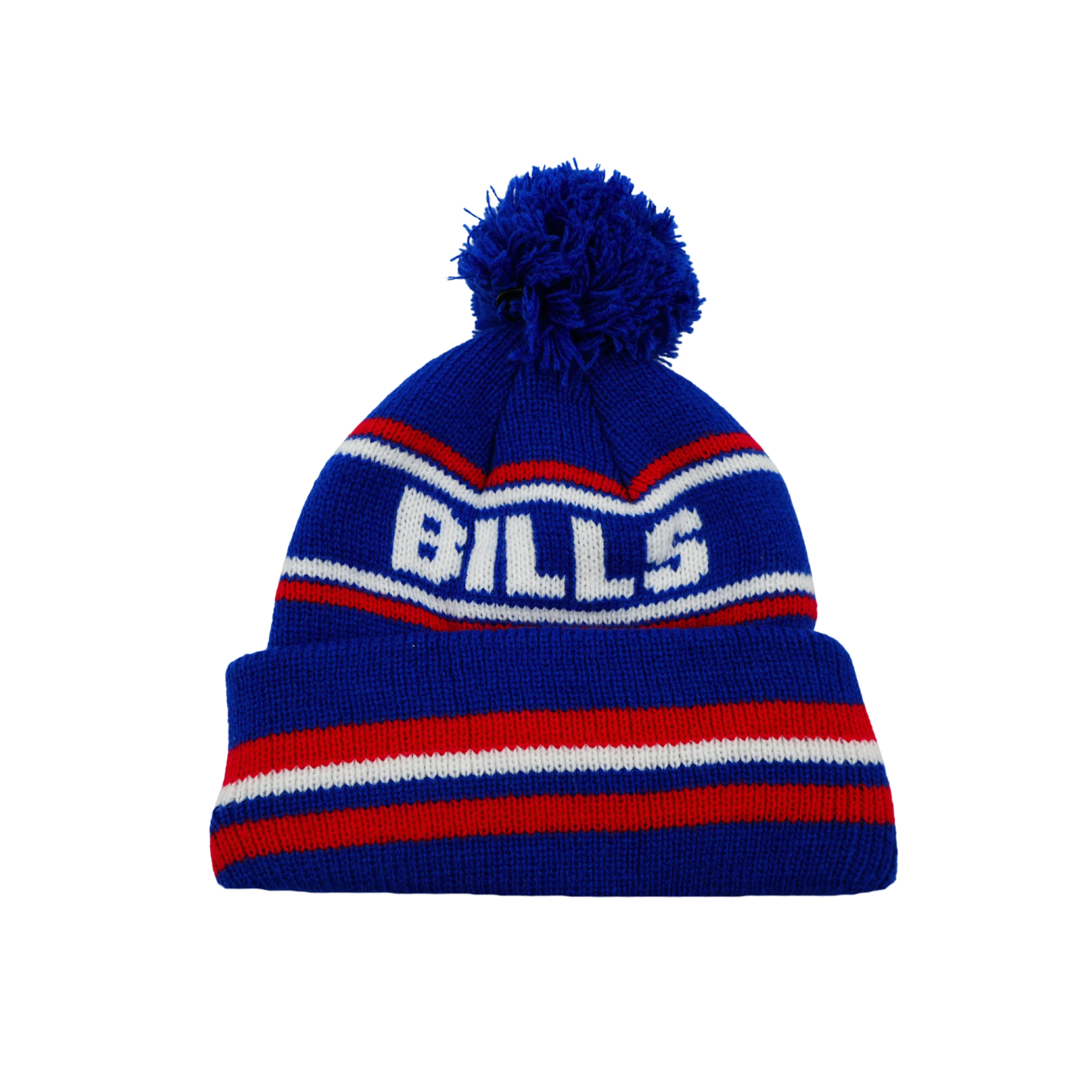 Youth New Era Buffalo Bills Blue With Red & White Stripes Knit Pom - Image 2